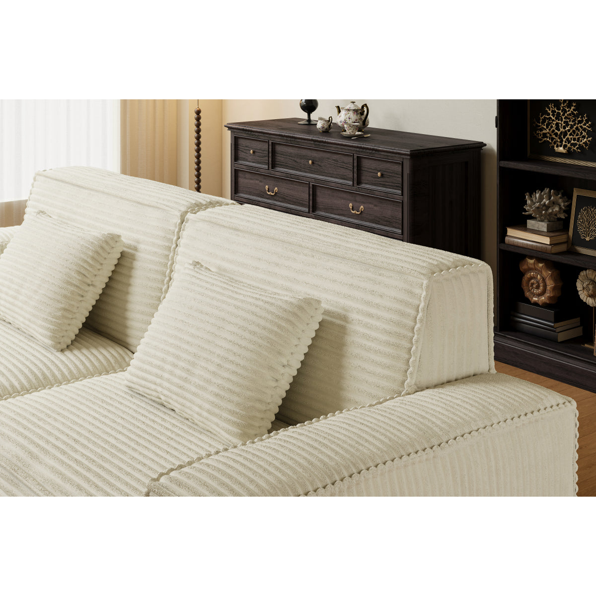 106.3" Large Striped Fabric Sofa, Modern & Cozy Living Room/Bedroom Furniture