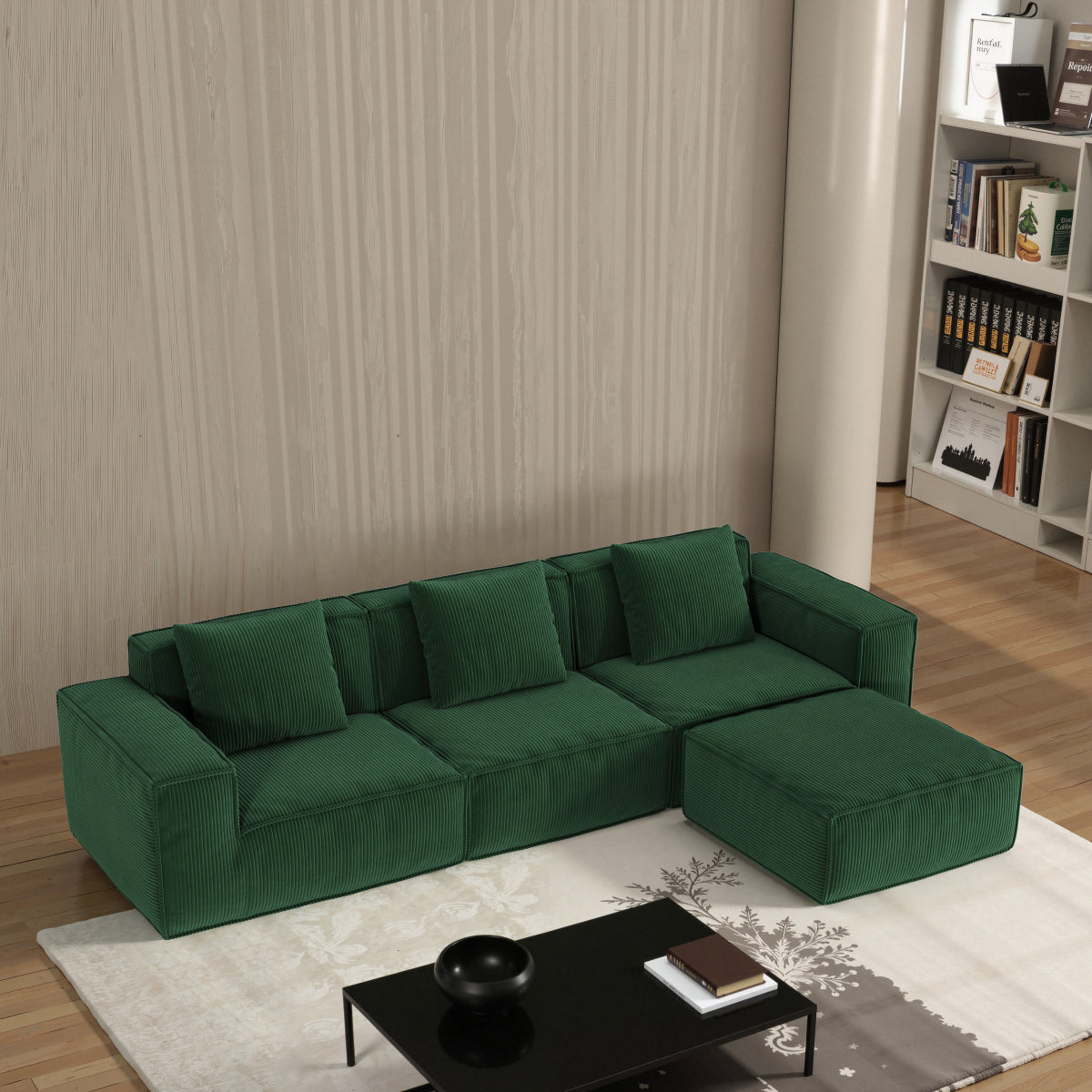 118" Modular Sofa, Convertible to Oversized Sofa Bed Cloud Velvet Fabric