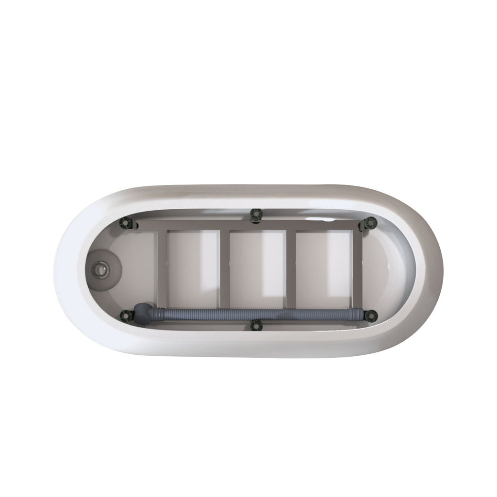 67"Special-shaped Freestanding Slipper Bathtub: Gloss White Finish, Chrome Overflow & Pop-Up Drain, cUPC Certified