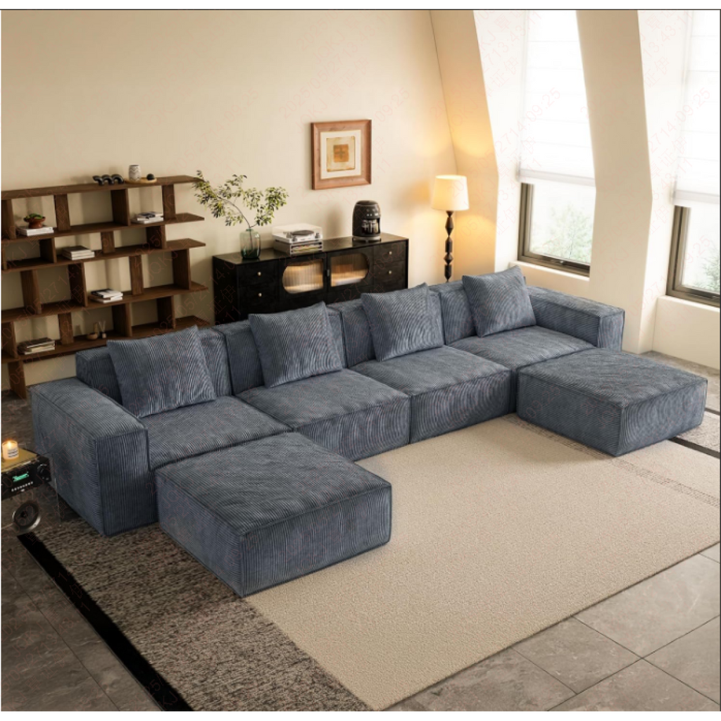 modular sofa can be converted into an oversized sofa bed Free conversion sofa set flexible configuration, soft corduroy cloud velvet fabric two person