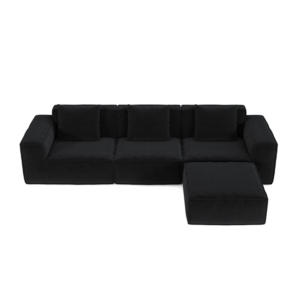 118" Modular Sofa, Convertible to Oversized Sofa Bed