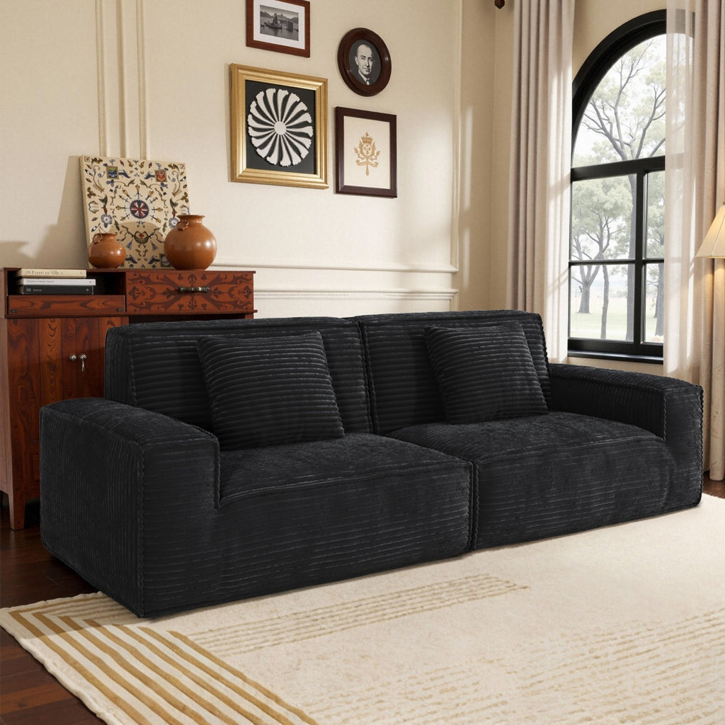 106.3 inch Striped Compression Chaise Longue Sofa