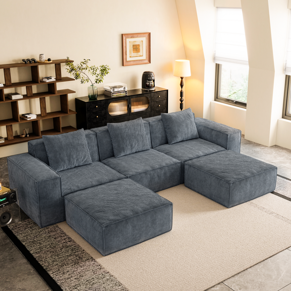 modular sofa can be converted into an oversized sofa bed Free conversion sofa set flexible configuration, soft corduroy cloud velvet fabric two person
