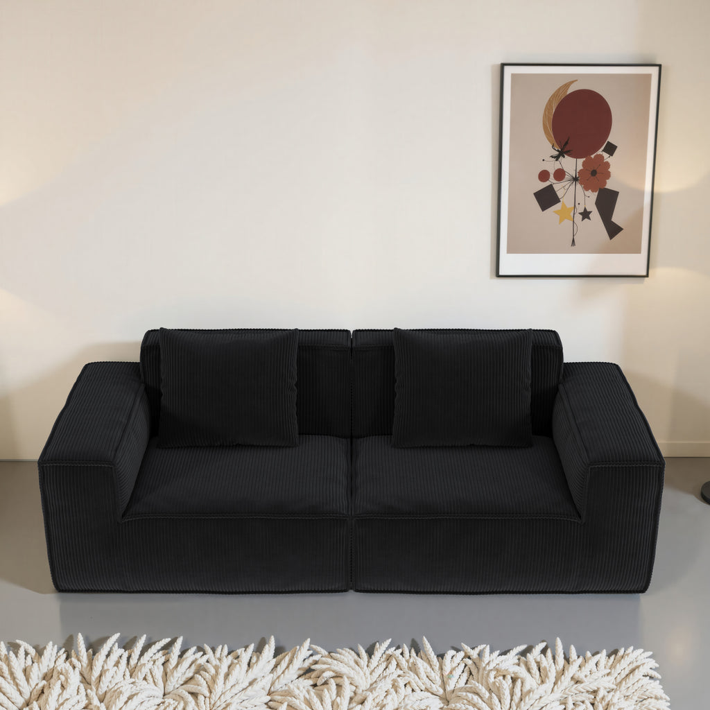 modular sofa can be converted into an oversized sofa bed Free conversion sofa set flexible configuration, soft corduroy cloud velvet fabric two person