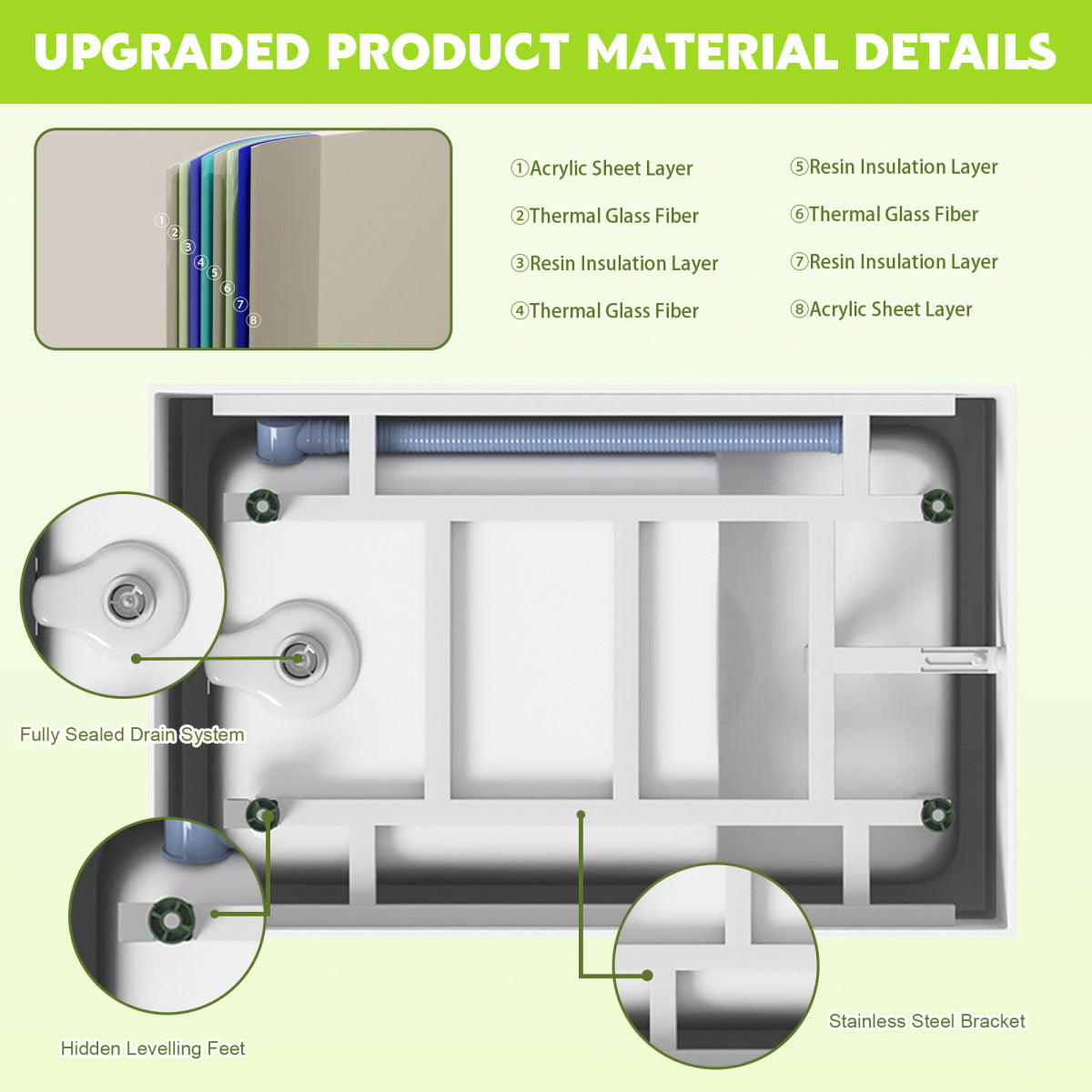43" Acrylic Freestanding Bathtub with seat: Spacious rectangle Shape, Gloss White Finish, Chrome Overflow & Pop-Up Drain