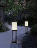 Line Glass Lantern Solar Floor Lamp