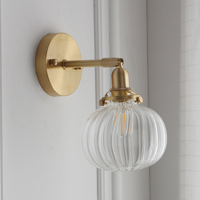 Pumpkin Glass Brass Wall Sconce