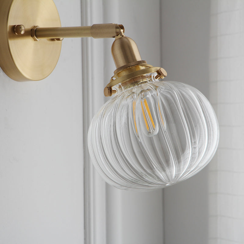 Pumpkin Glass Brass Wall Sconce