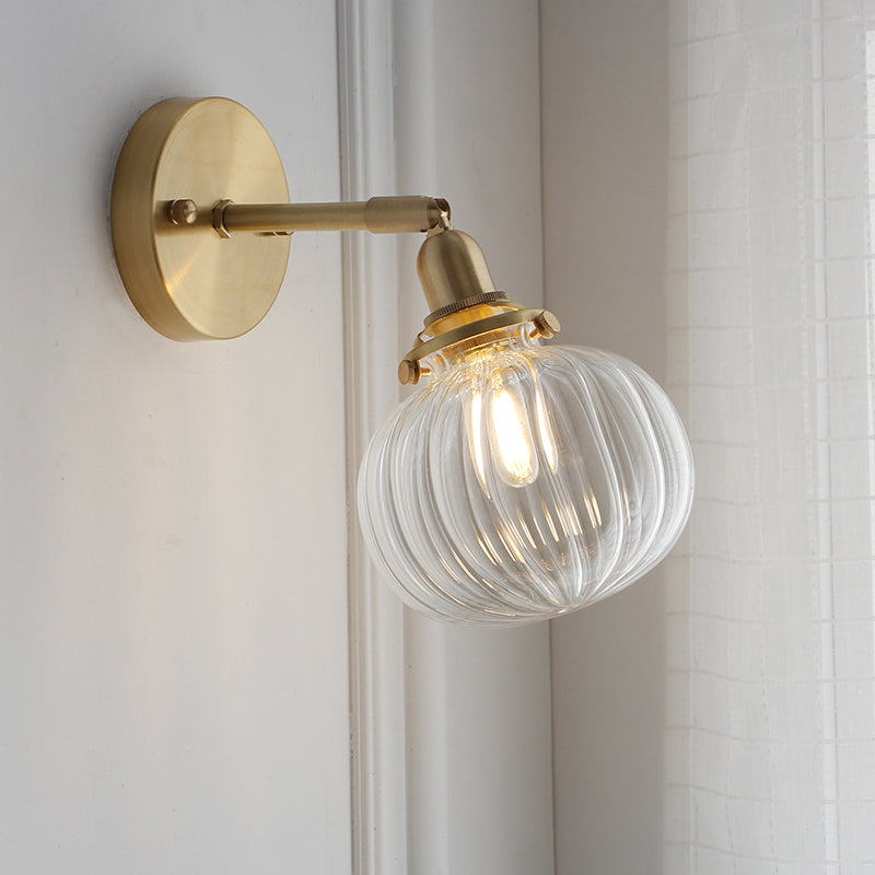 Pumpkin Glass Brass Wall Sconce