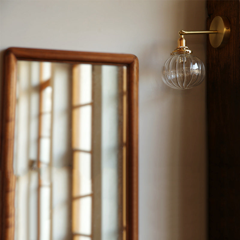 Pumpkin Glass Brass Wall Sconce