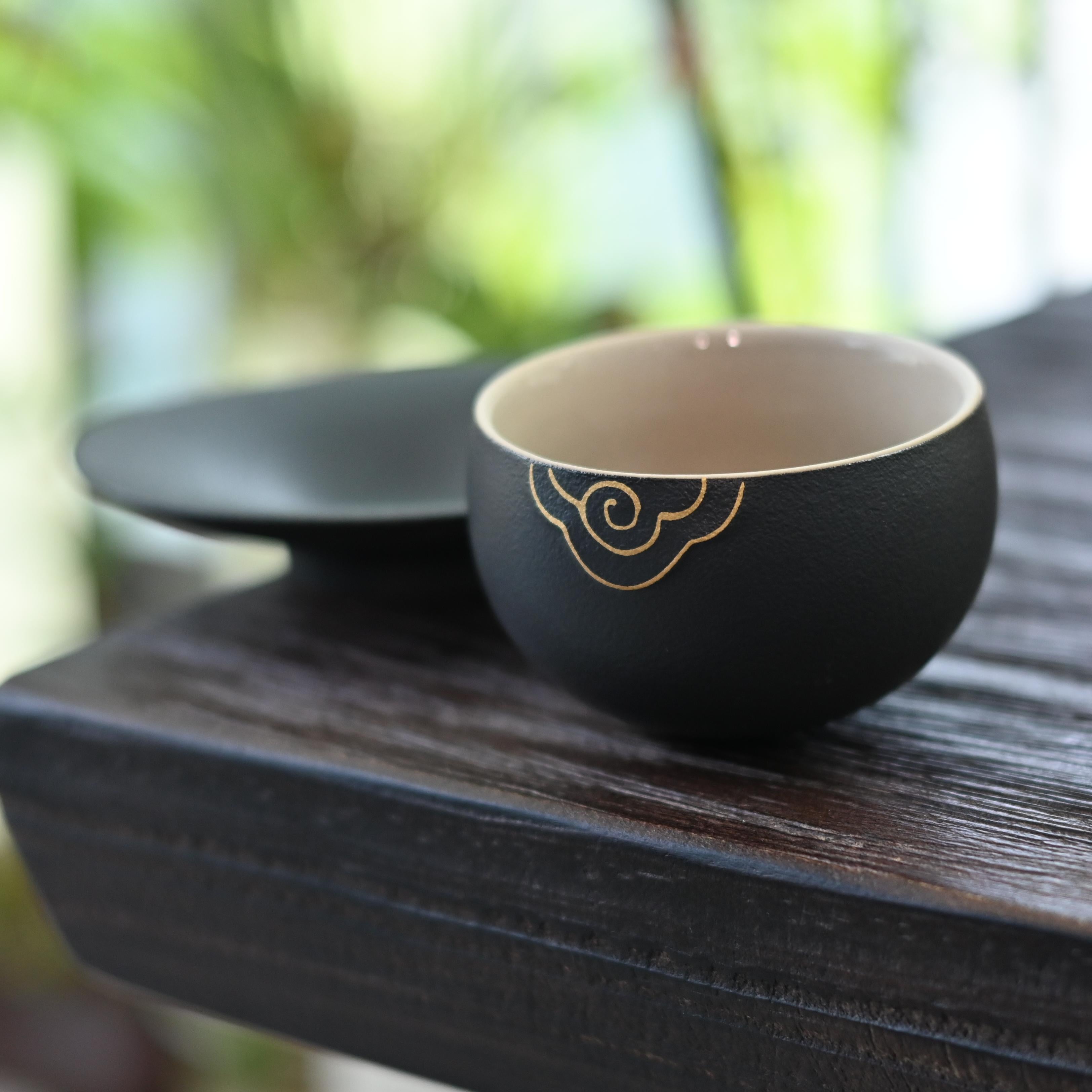 Wabi-Sabi Rustic Clay Tea Cup with Coaster – Handcrafted Imperfect Beauty