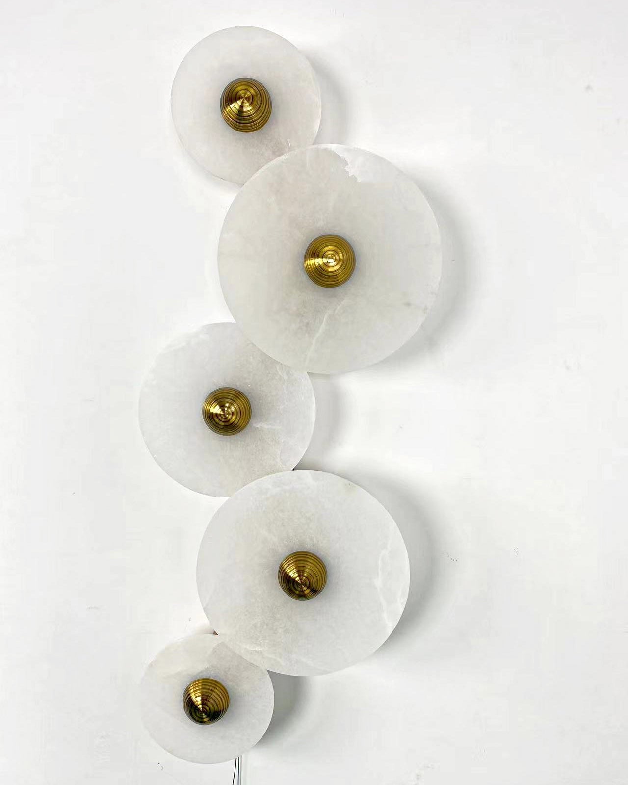 Round Alabaster Combination Wall Sconce