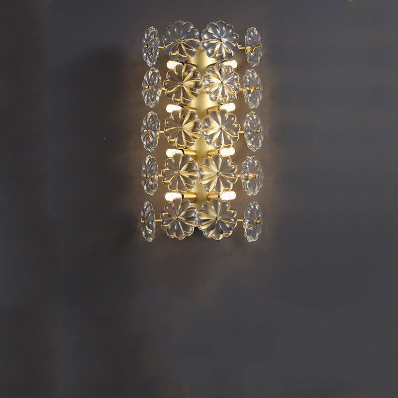 Stunning Clear Crystal Flower Wall Sconce