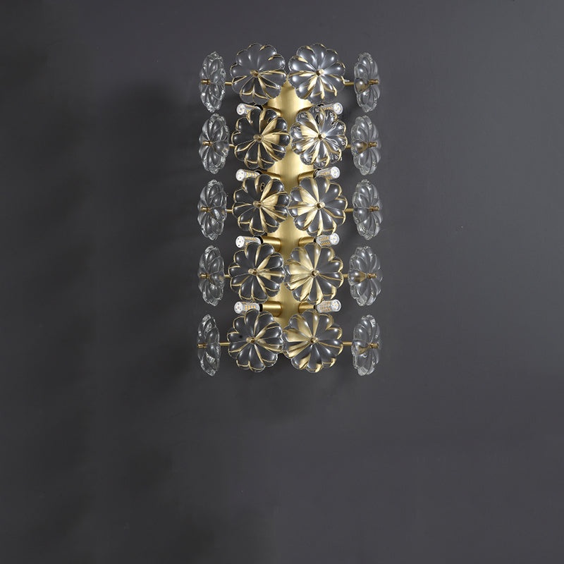 Stunning Clear Crystal Flower Wall Sconce