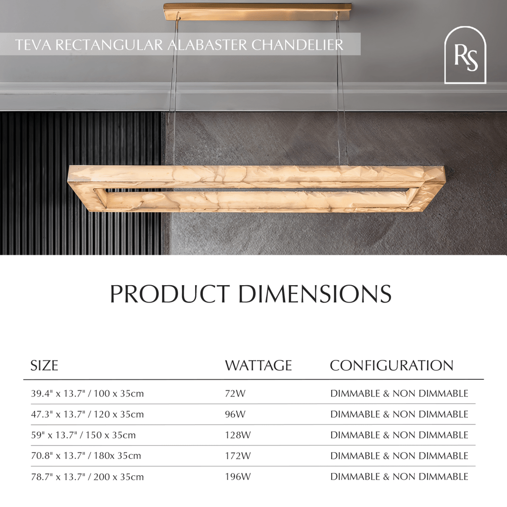 Teva Rectangular Alabaster - Natural Stone Light