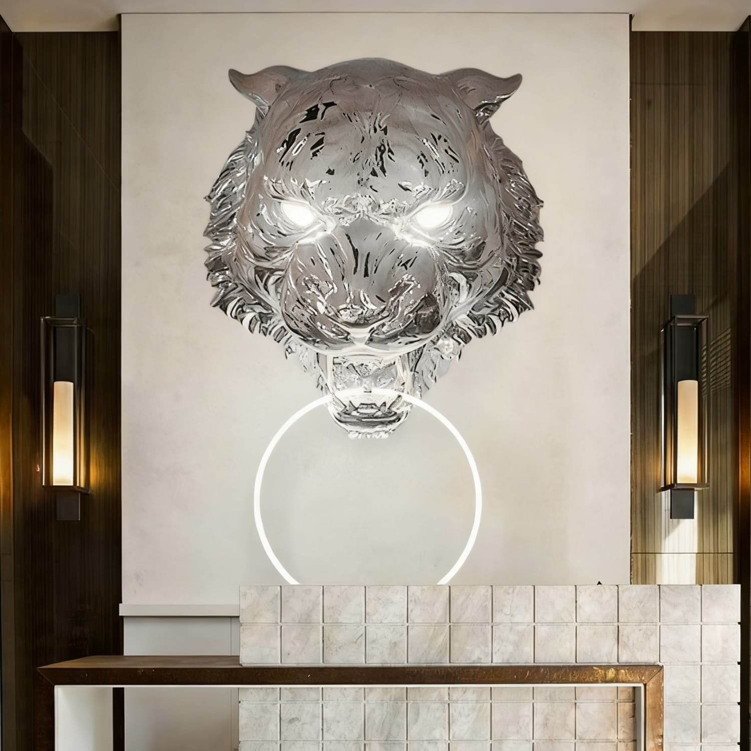 Tiger Head Wall Sconce