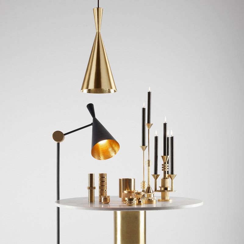 Brushed Brass / Halogen Beat Tall Pendant Light - OPEN BOX