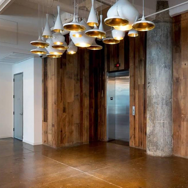 White / Halogen Beat Tall Pendant Light - OPEN BOX