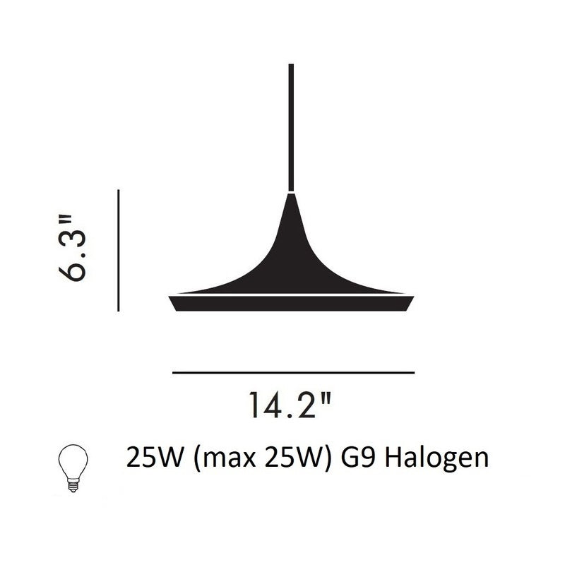 Brushed Brass / Halogen Beat Wide Pendant Light - OPEN BOX