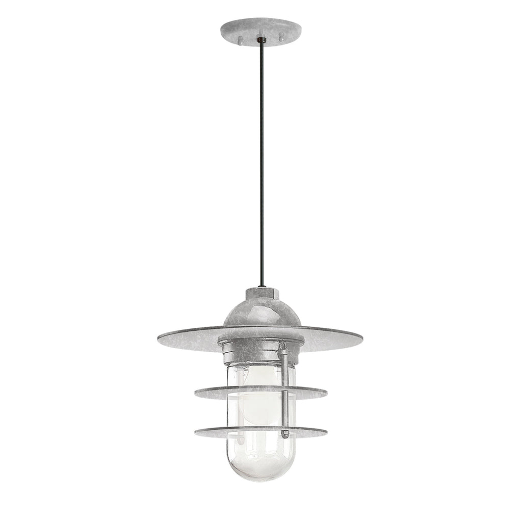 Retro Industrial Flat Outdoor Pendant Light