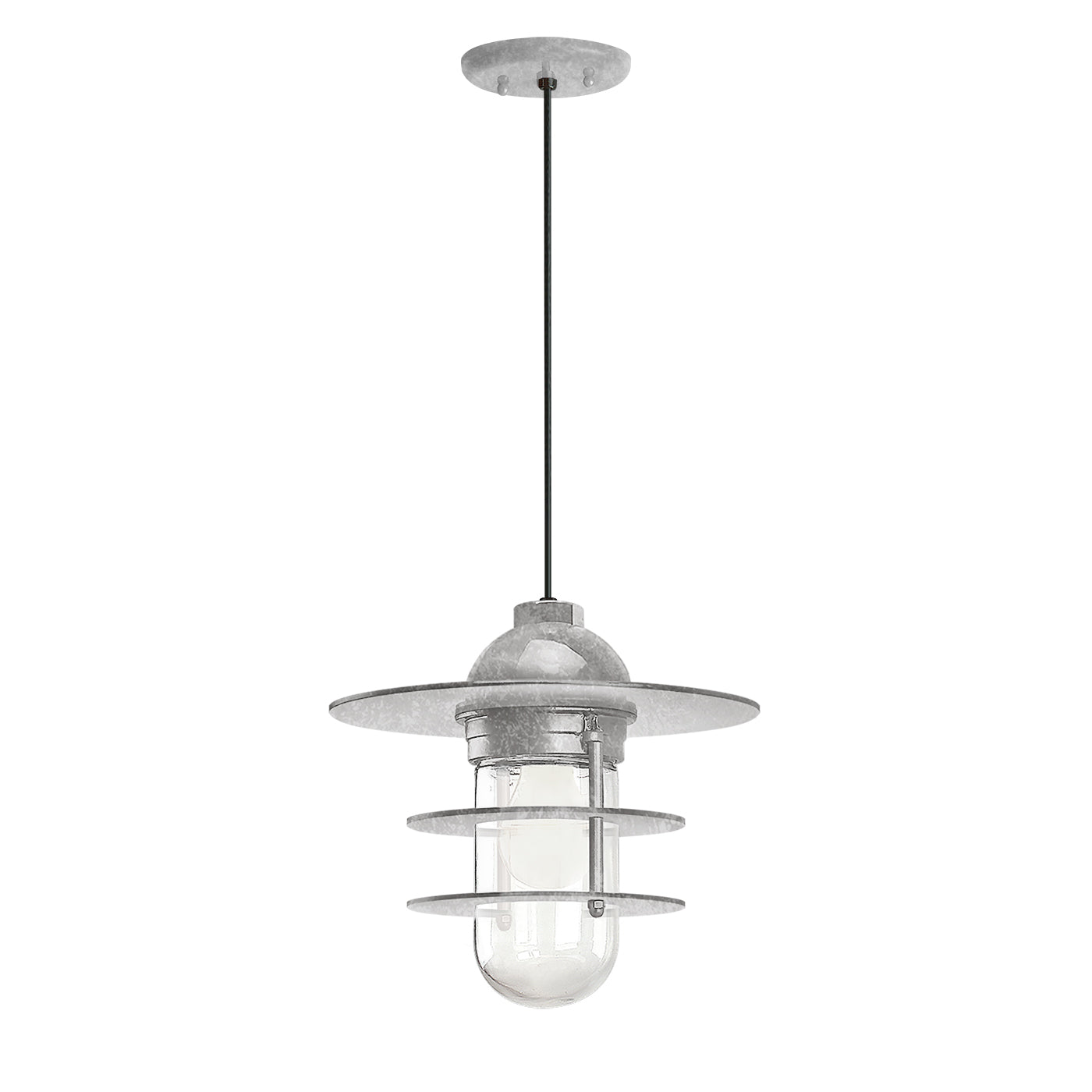 Retro Industrial Flat Outdoor Pendant Light