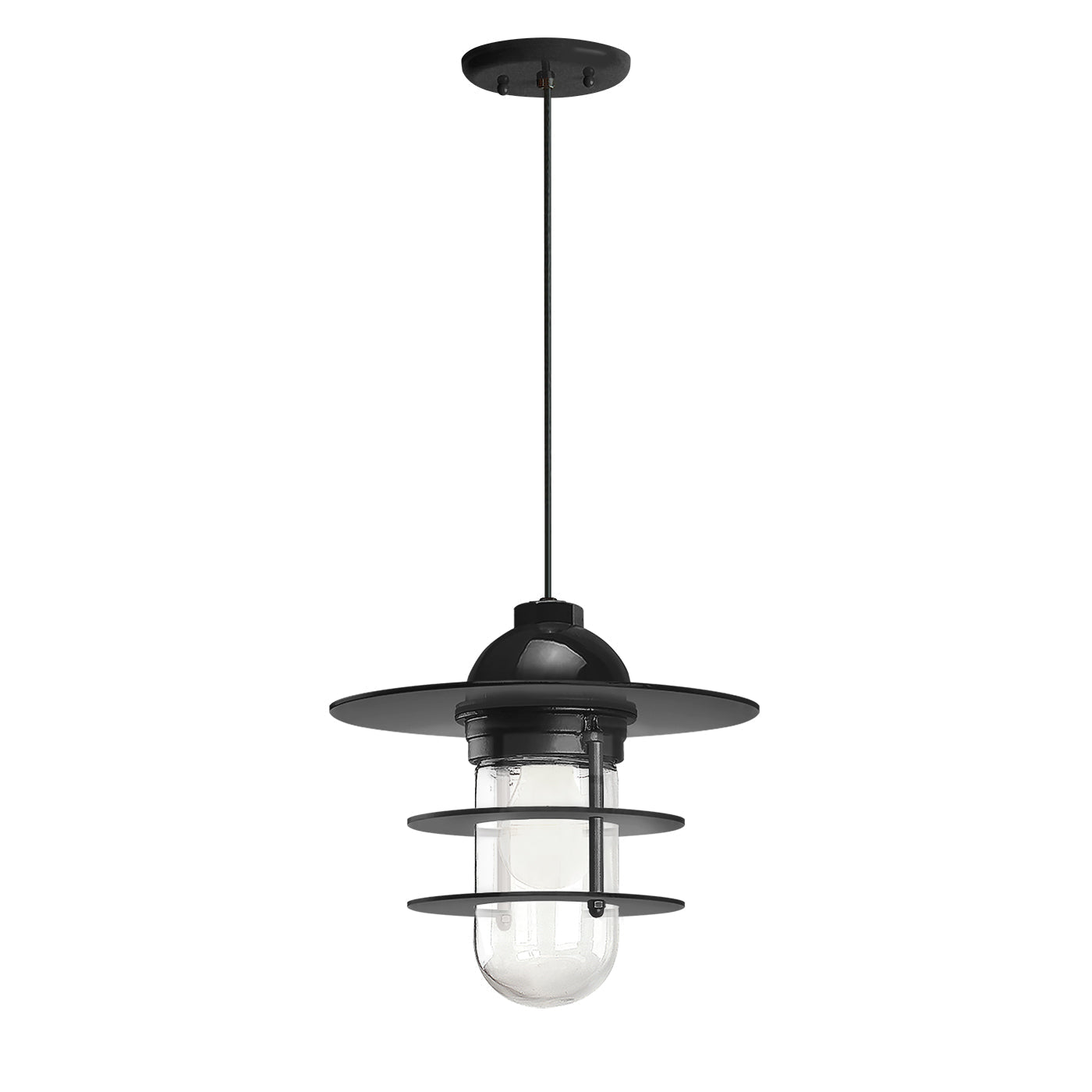 Retro Industrial Flat Outdoor Pendant Light
