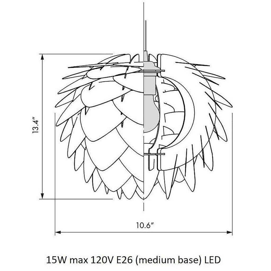 Steel / Black Hardwired with Canopy / Small: 10.6 in diameter Silvia Pendant Light OPEN BOX