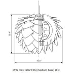 Steel / Black Hardwired with Canopy / Small: 10.6 in diameter Silvia Pendant Light OPEN BOX