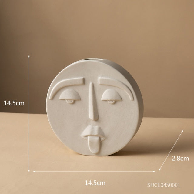 Ceramic Abstract Face Vase