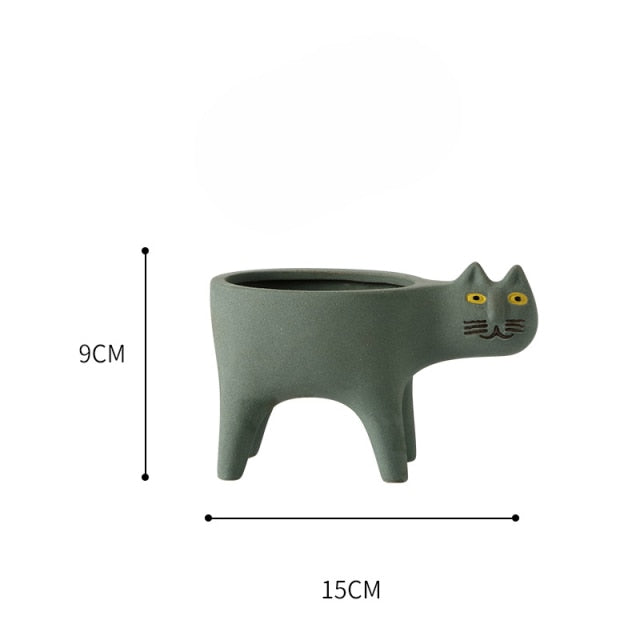 Animated Cat Ceramic Vase