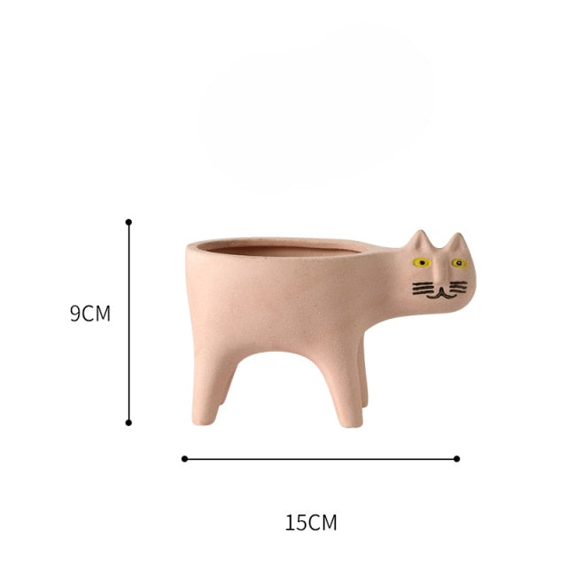 Animated Cat Ceramic Vase