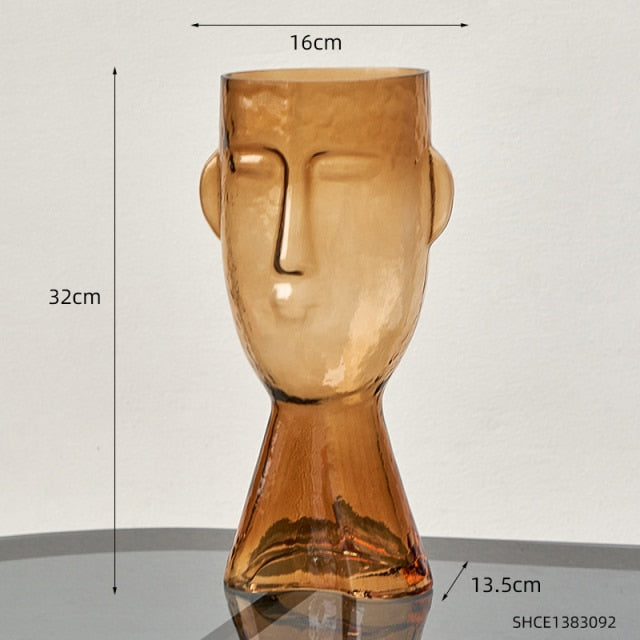 Transparent Face Glass Vase