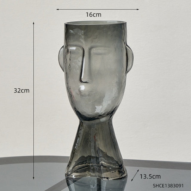 Transparent Face Glass Vase