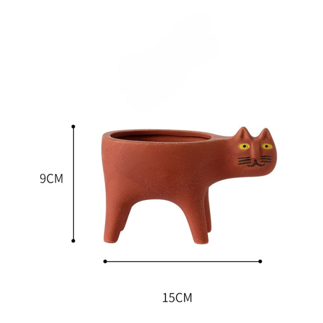 Animated Cat Ceramic Vase