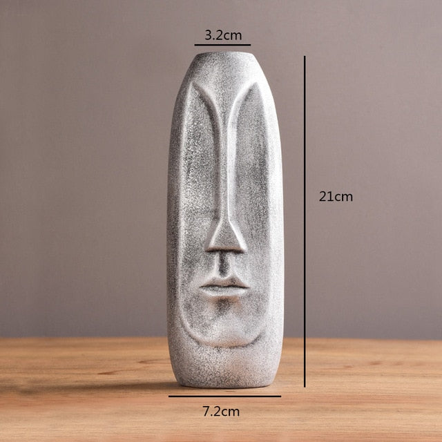 Ceramic Abstract Face Vase