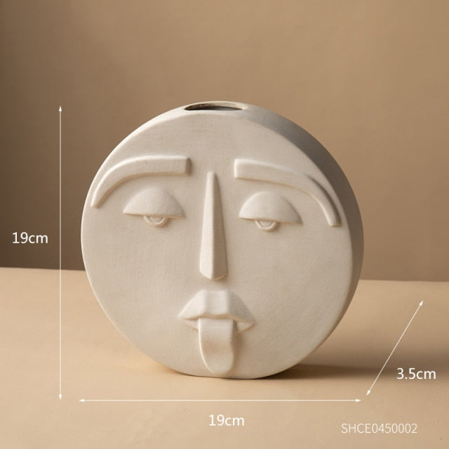 Ceramic Abstract Face Vase