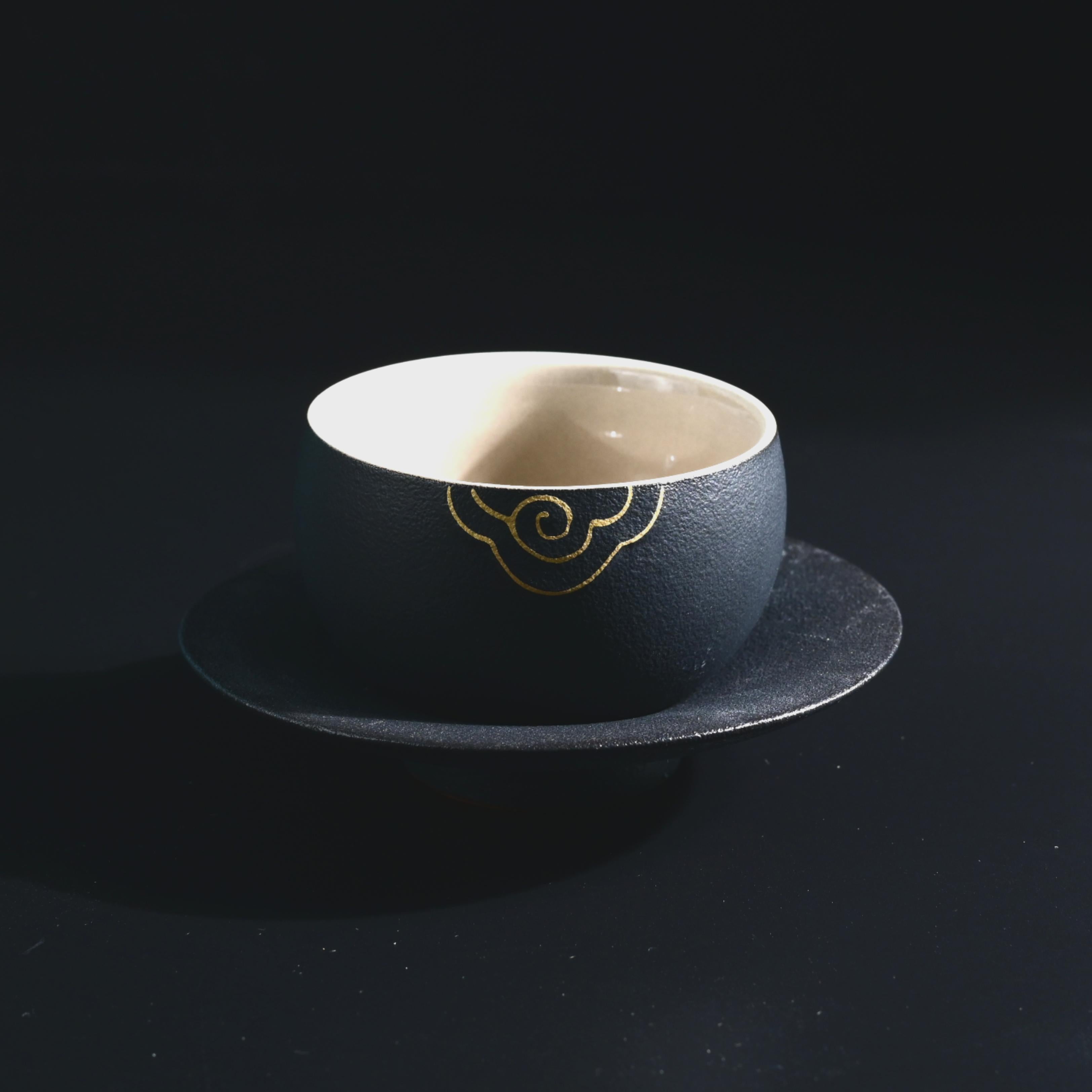 Wabi-Sabi Rustic Clay Tea Cup with Coaster – Handcrafted Imperfect Beauty